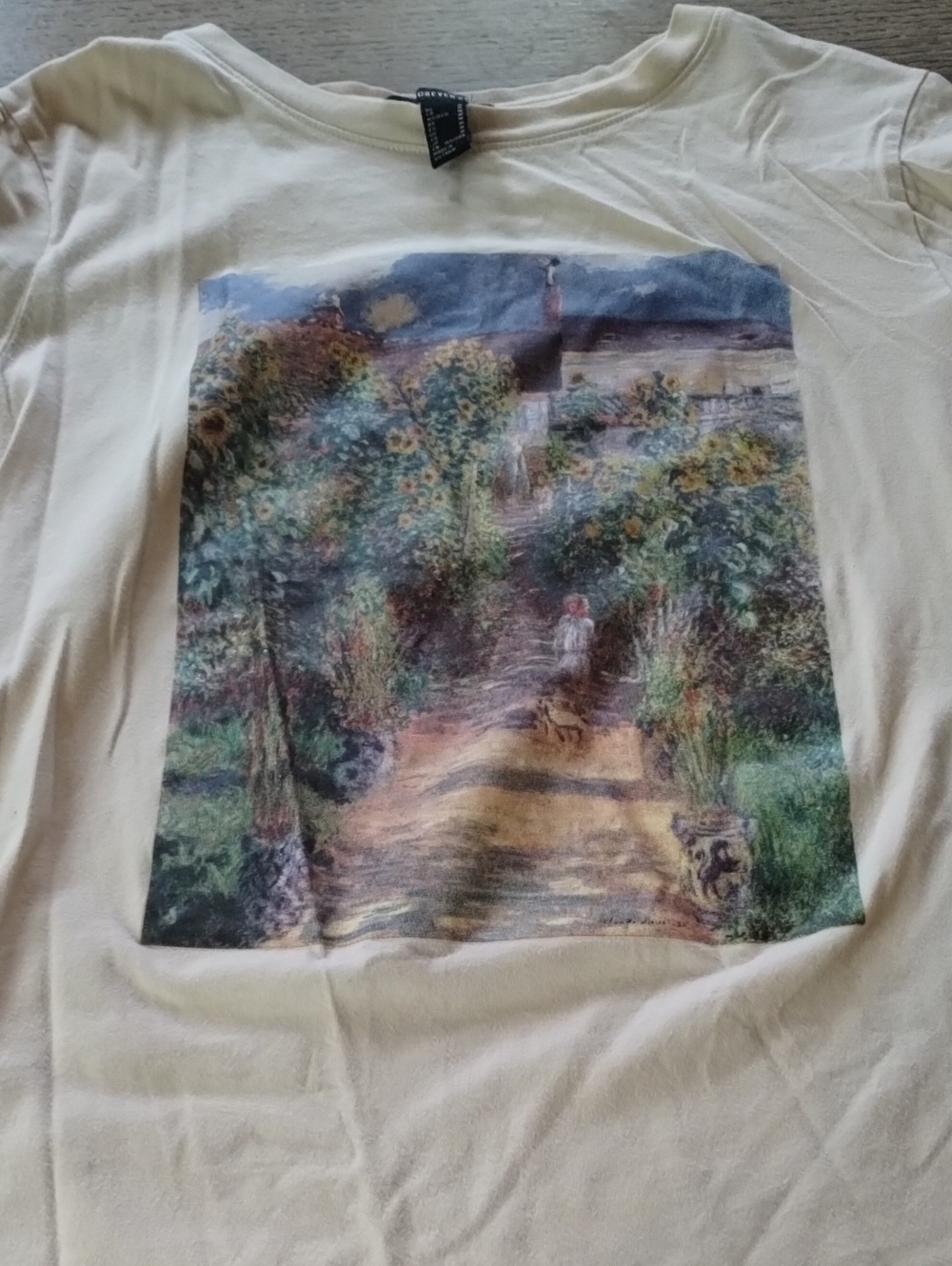 Forever 21 Cream and Green Garden Path Art Print Tee